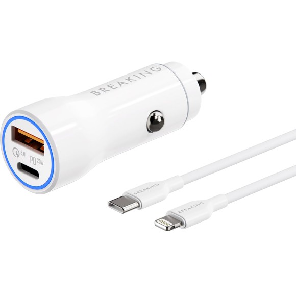 АЗУ Breaking A20 1USB+USB-C 20W+кабель USB-C-Lightning белый