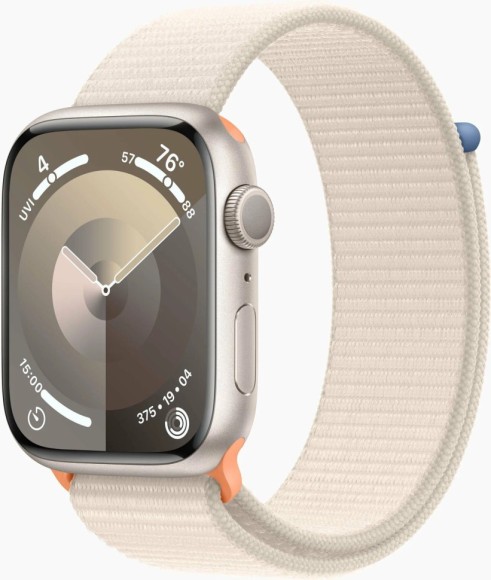 Умные часы Apple Watch Series 9 GPS 41mm MR8V3 Starlight Aluminum Case with Starlight Sport Loop  (Сияющая звезда, Сияющая звезда)