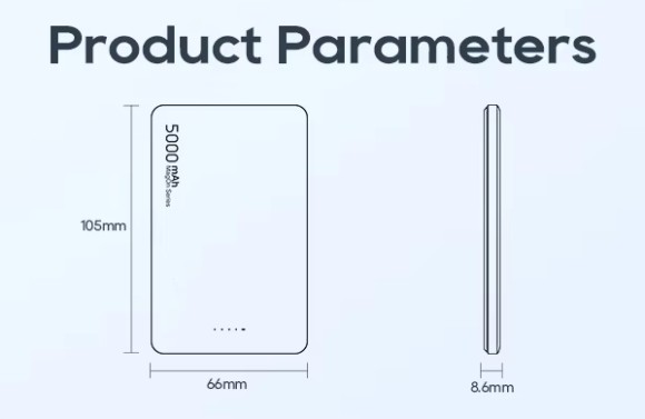 Аккумулятор тонкий Alpha  5000 mAh 22,5W толщина 0,86 см, натуральный титан