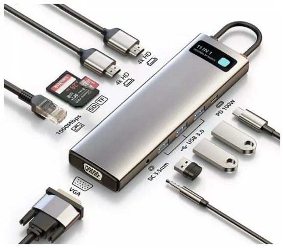 Хаб Baseus Metal Gleam Series 11-in-1 (CAHUB-CT0G)