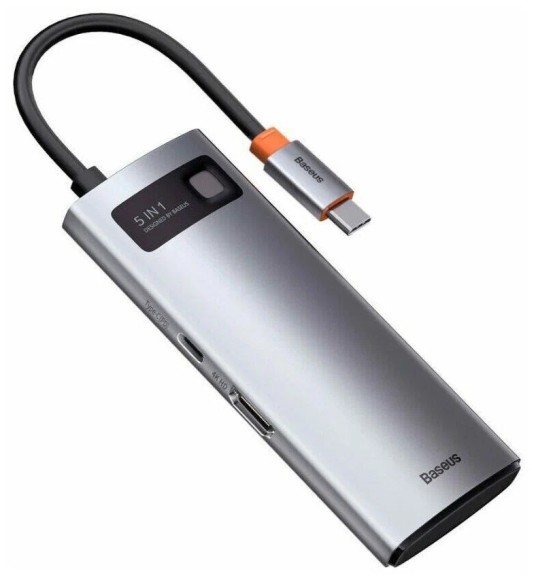 Хаб Baseus переходник с кабелем USB Type-C, разветвитель, адаптер 5-in-1(WKWG020013)