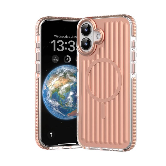 Чехол-накладка для iPhone 16 Mutural Bumpy Clear Magsafe Series Rose Gold