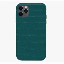 Чехол-накладка для iPhone 12 Pro Max Leather Case крокодил темно-зеленый
