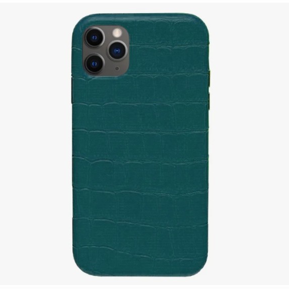 Чехол-накладка для iPhone 12 Pro Max Leather Case крокодил темно-зеленый
