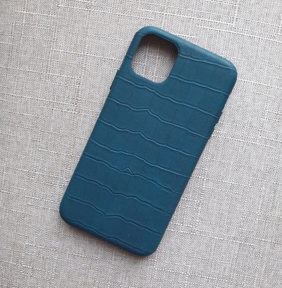 Чехол-накладка для iPhone 12 Pro Max Leather Case крокодил темно-зеленый