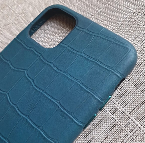 Чехол-накладка для iPhone 12 Pro Max Leather Case крокодил темно-зеленый