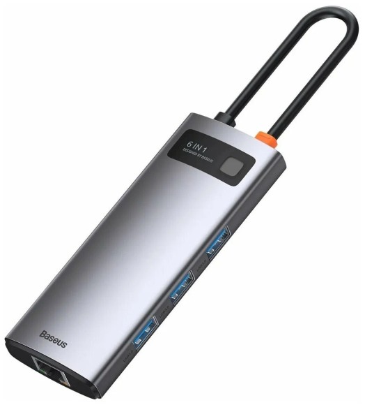 Хаб Baseus Metal Gleam Series 6-in-1 (WKWG030213)