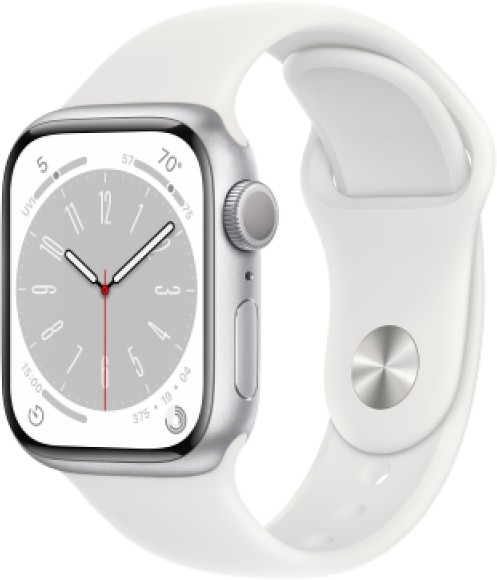 Умные часы Apple Watch Series 8 MP6Q3 45 мм M/L Aluminium Case, silver/white (Серебристый, Белый )