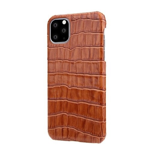 Чехол-накладка для iPhone 12 Pro Max Leather Case крокодил коричневый