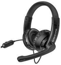 Проводные наушники Borofone BO102 Amusement, USB+Jack 3.5mm, черный