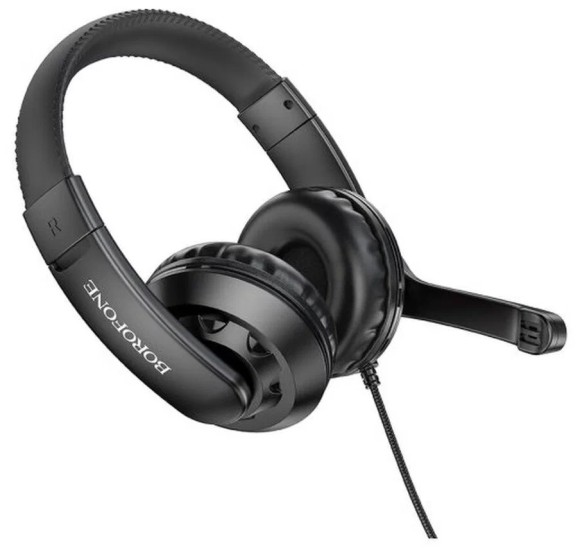 Проводные наушники Borofone BO102 Amusement, USB+Jack 3.5mm, черный