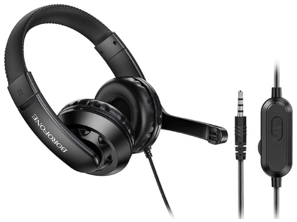 Проводные наушники Borofone BO102 Amusement, USB+Jack 3.5mm, черный