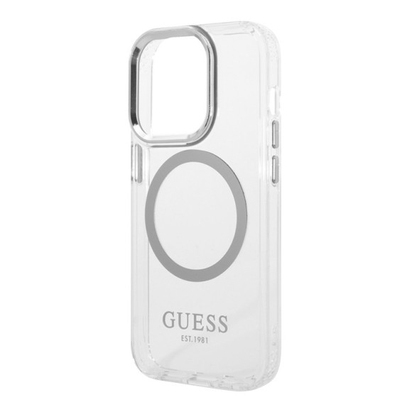 Чехол-накладка для iPhone 14 Pro GUESS MAGSAFE серебро