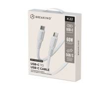 Type-C Breaking K22 USB-С-USB-C 60W 3.0A 1м белый