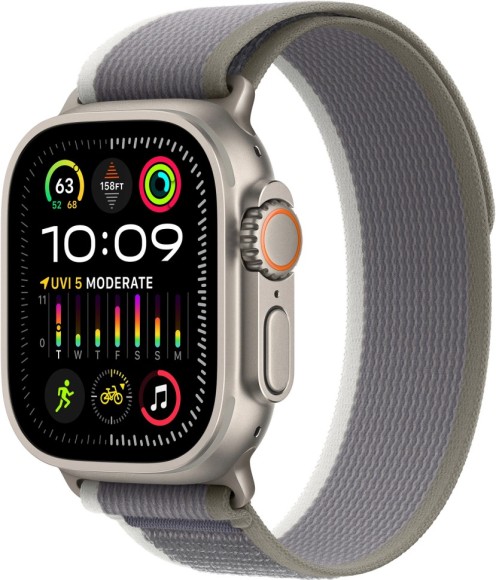 Умные часы  Apple Watch Ultra 2 MRF33 49ммS/M Titanium Case GPS + Cellular, Green/Grey Trail Loop (Зелено-серый)