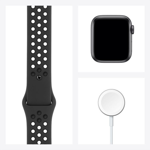 Часы Apple Watch SE GPS 44mm Aluminum Case with Nike Sport Band (MYYK2) (темно-серый, Черный)