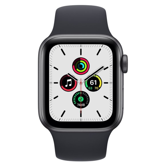 Часы Apple Watch SE GPS 44mm Aluminum Case with Sport Band (MKQ63RU/A) 2021 (темно-серый, Черный)