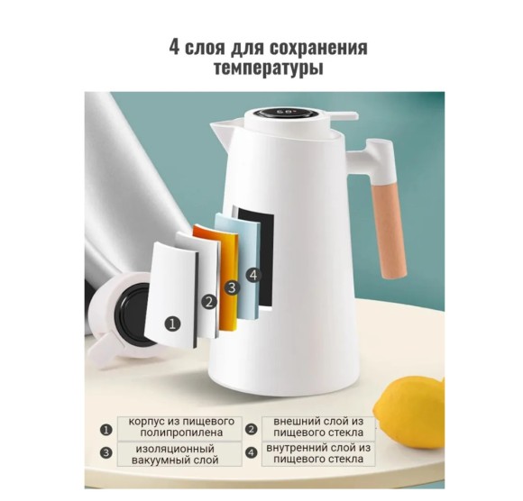 Термос кувшин Quange 1000 мл (ВТ-301) голубой Термос кувшин Quange 1000 мл (ВТ-301) голубой