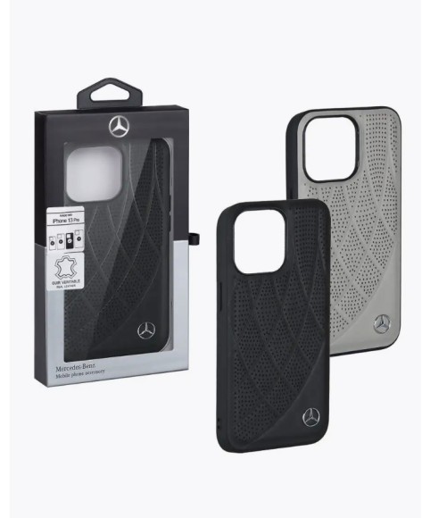 Чехол-накладка для iPhone 12/12 Pro Mercedes кожа черный
