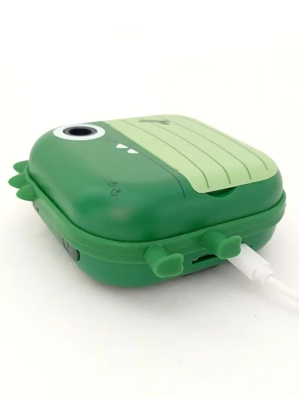 Фотоаппарат детский моментальной печати на чековой ленте с селфи камерой зеленый цвет