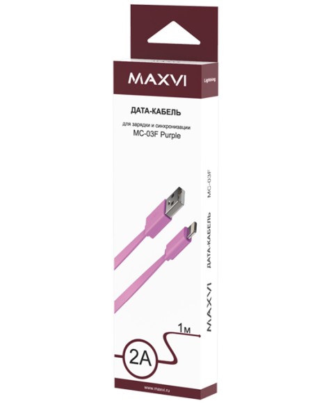 Lightning Maxvi MC-03F 2A 1м плоский фиолетовый