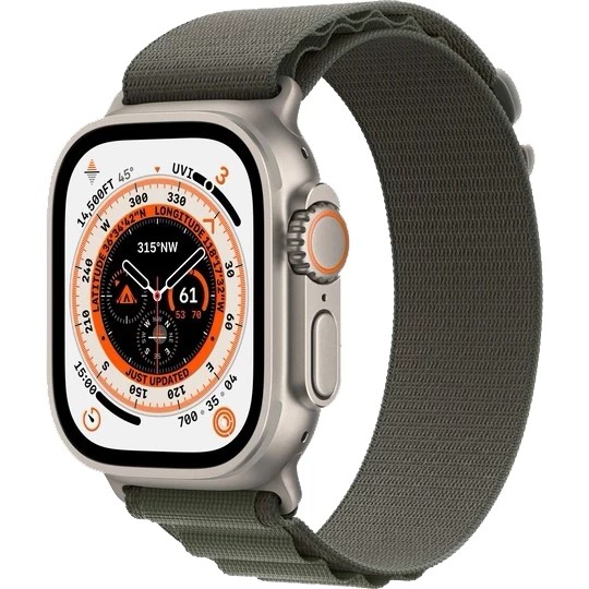 Умные часы Apple Watch Ultra 49 мм /M MQEW3 Titanium Case, титановый/зеленый Alpine Loop (Зеленый)
