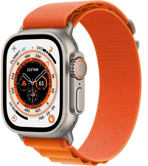Умные часы Apple Watch Ultra MQEV3 49 мм/L Titanium Case Cellular, титановый/оранжевый Alpine Loop (Оранжевый)