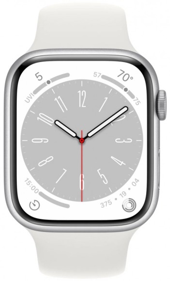 Умные часы Apple Watch Series 8 41 мм MP4A3 Aluminium Case GPS, silver/white Sport Band (Серебристый, Белый )