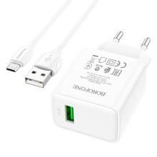 СЗУ Borofone USB BA66A кабель Micro белый