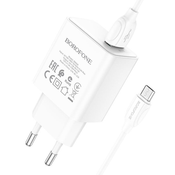 СЗУ Borofone USB BA66A кабель Micro белый