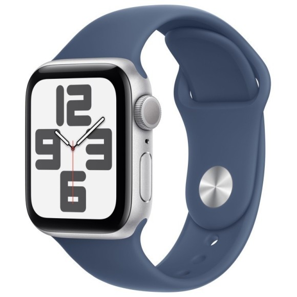 Умные часы  Apple Watch Series SE 2024 40мм/M/L MXED3 корпус из алюминия серебристого цвета Sport Band ремешок синего цвета (Silver, Denim)