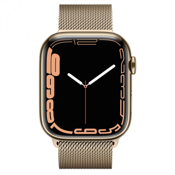 Часы Apple Watch Series 7 45мм MKJY3 Series 7 GPS+Cellular Gold Stainless  Steel Milanese Loop, золото/золото (золотой, Золотой)