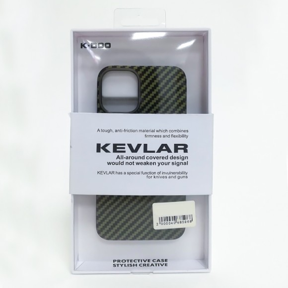 Чехол-накладка для iPhone 12 Pro Max K-DOO Kevlar черно-зеленый
