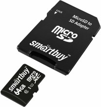 Micro SD SmartBuy 64Gb (Class 10) с адптером