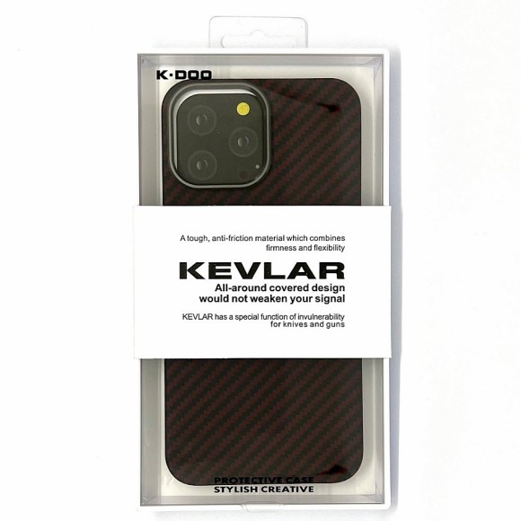Чехол-накладка для iPhone 12 Pro Max K-DOO Kevlar черно-красный