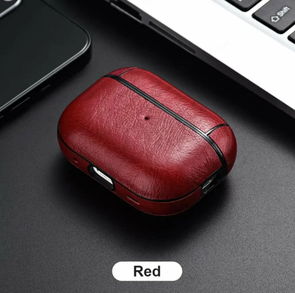 Сумка-чехол на AirPods Pro кожа красный