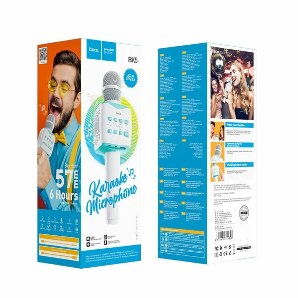 Караоке микрофон Hoco BK5 голубой Караоке микрофон Hoco BK5 голубой