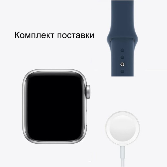 Часы Apple Watch SE GPS 40mm Aluminum Case with Sport Band (MKNY3RU/A) 2021 (Серебристый,синий) Часы Apple Watch SE GPS 40mm Aluminum Case with Sport Band (MKNY3RU/A) 2021 (Серебристый,синий)
