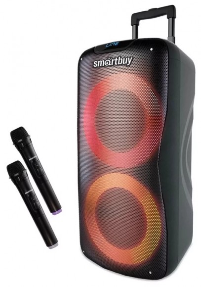 Портативная акустика SmartBuy W1 100Вт EQ, MP3, FM, RGB, 2 БП микрофона (SBS-5210)