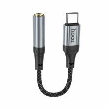 Переходник для наушников type c на 3,5 мм jack hoco LS36, адаптер aux type c, черный