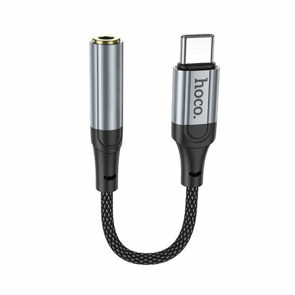 Переходник для наушников type c на 3,5 мм jack hoco LS36, адаптер aux type c, черный
