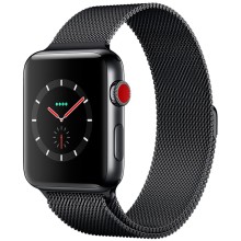 Часы Apple Watch 42 мм MR1L2 Series 3, корпус сталь "черный", стальной сетчатый ремешок,стального плетения цвет "черный" (черный, Space Black)