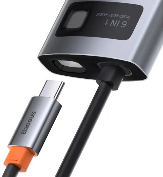 Разветвитель Хаб USB-концентратор Baseus Metal Gleam Series 6-in-1 Multifunctional Type-C HUB Dockin