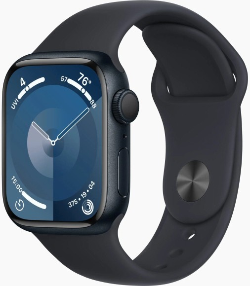 Умные часы Apple Watch Series 9 41мм/S/M MR8W3  Aluminium Case GPS, midnight Sport Band (Темная ночь, Темная ночь)