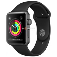 Часы Apple Watch Series 3 42mm (MQL12) РСТ корпус из алюминия цвета «серый космос», спортивный ремешок черного цвета (темно-серый, Space Gray Aluminum)