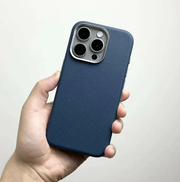 Чехол-накладка для iPhone 15 Pro Max PiBlue Leather синий Чехол-накладка для iPhone 15 Pro Max PiBlue Leather синий