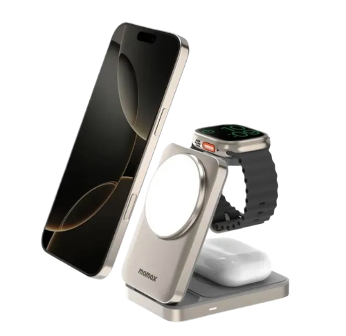 Momax Magnetic Qi2  UD36L 3 in1 титановый