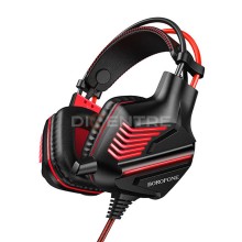 Проводные наушники Borofone BO101 Racing, USB+Jack 3.5mm (красный)
