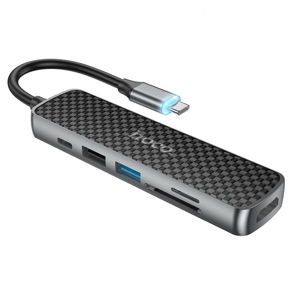USB-разветвитель Hoco HB24 Type-C серый 6 в 1