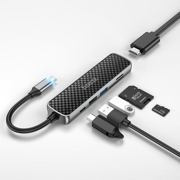 USB-разветвитель Hoco HB24 Type-C серый 6 в 1